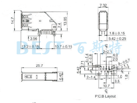 USB插座USB-A-05 3.0參考圖紙 USB插座USB-A-05 3.0參考圖紙